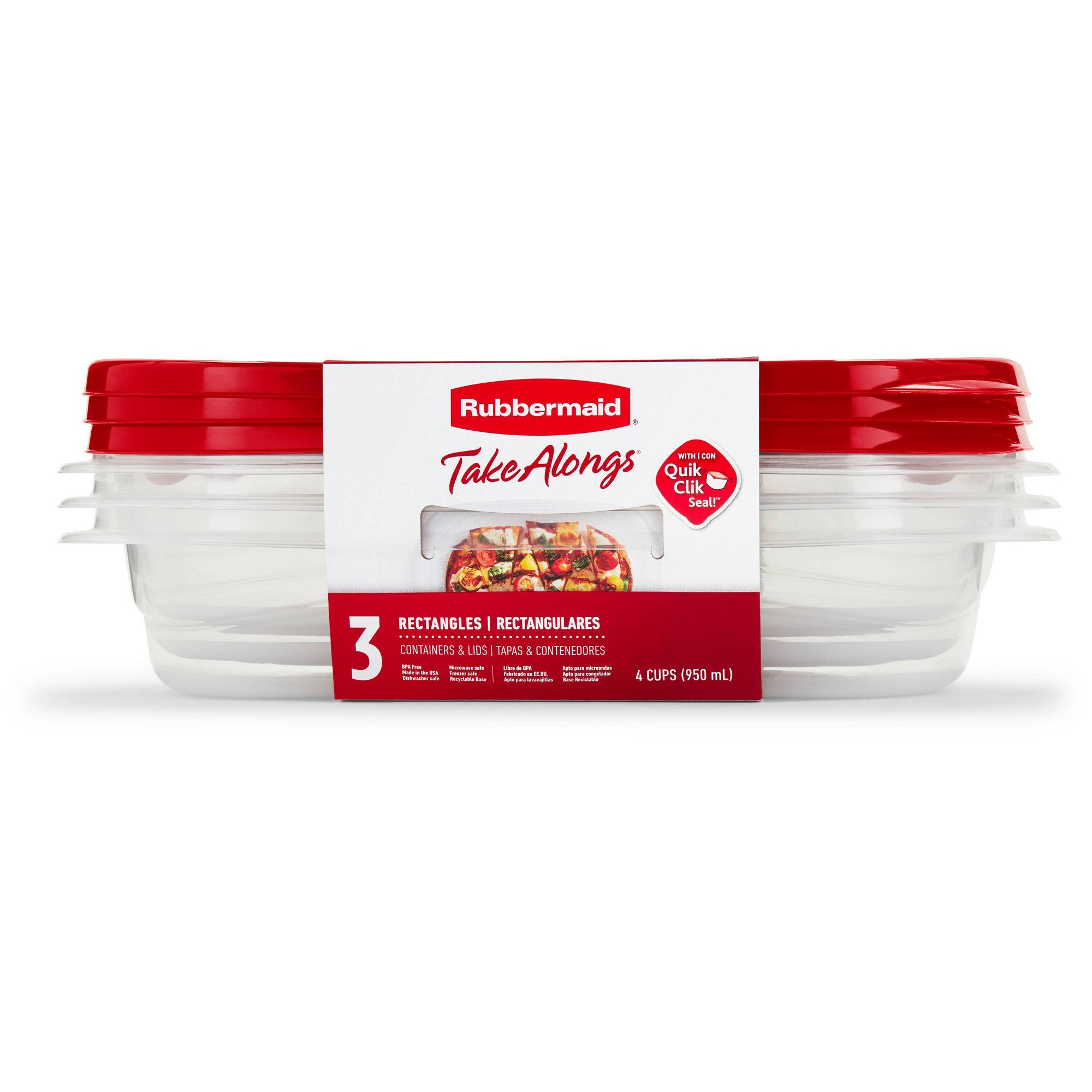 Meal Prep Kitchen - 3pcs Red Rectangle Food Storage Containers
