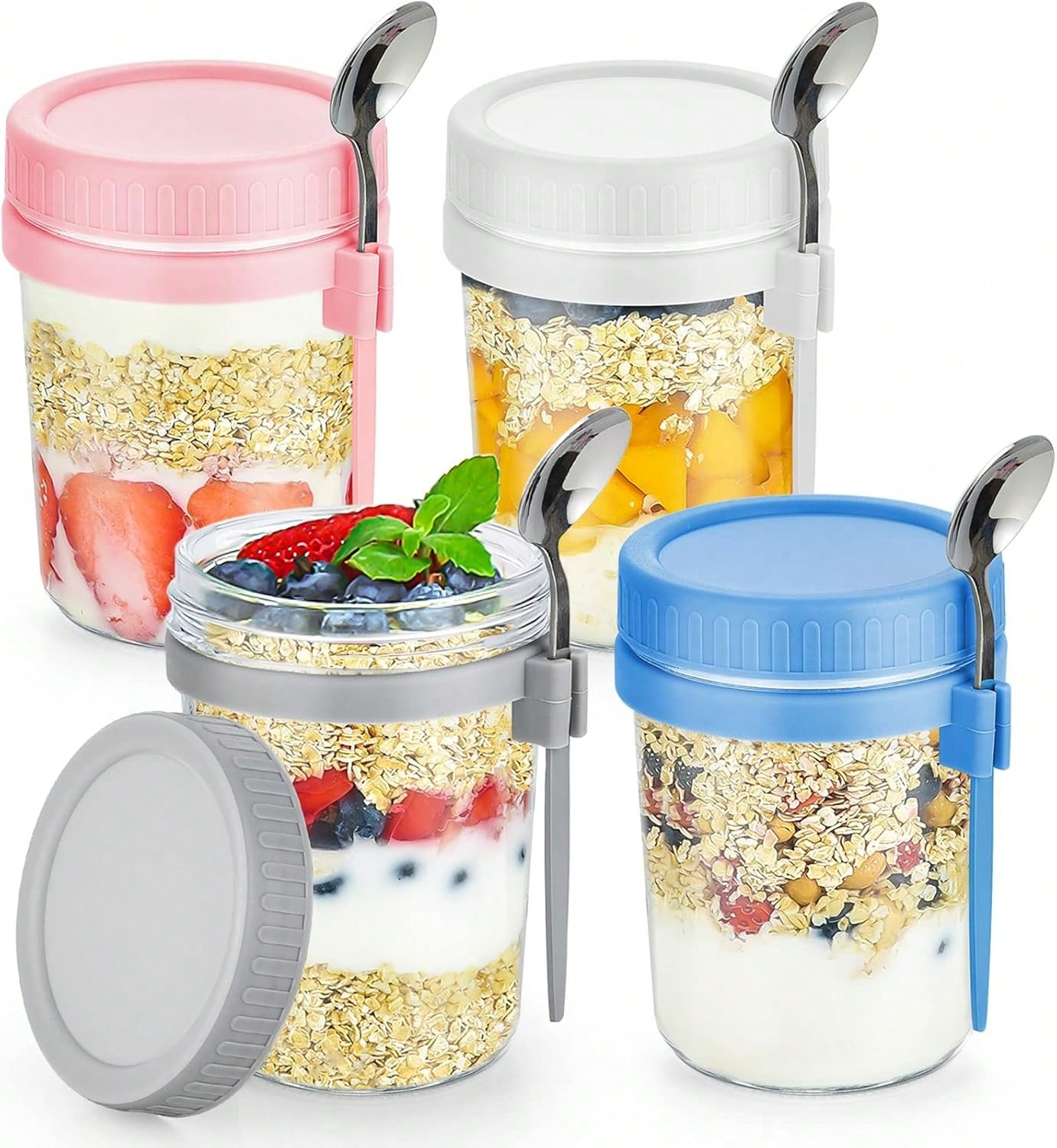 4 Pack Overnight Oats Containe - Meal Prep Kit 评论和价格