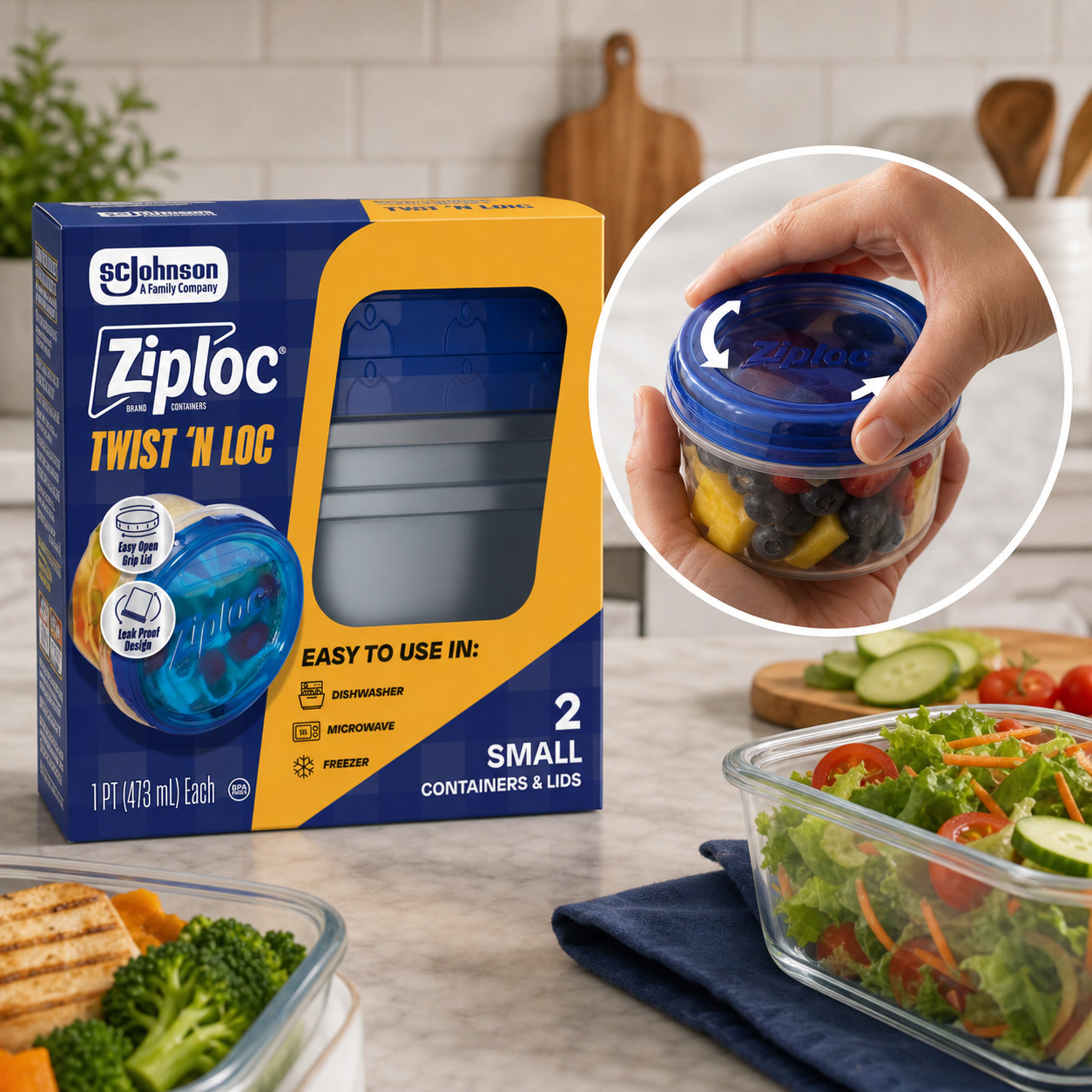 2ct Small Twist Lock Food Stor - Meal Prep Kitchen 评论和价格