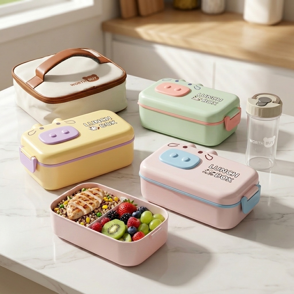 Kids Bento Box Plastic Microwa - Meal Prep Or Prep Meal 评论和价格