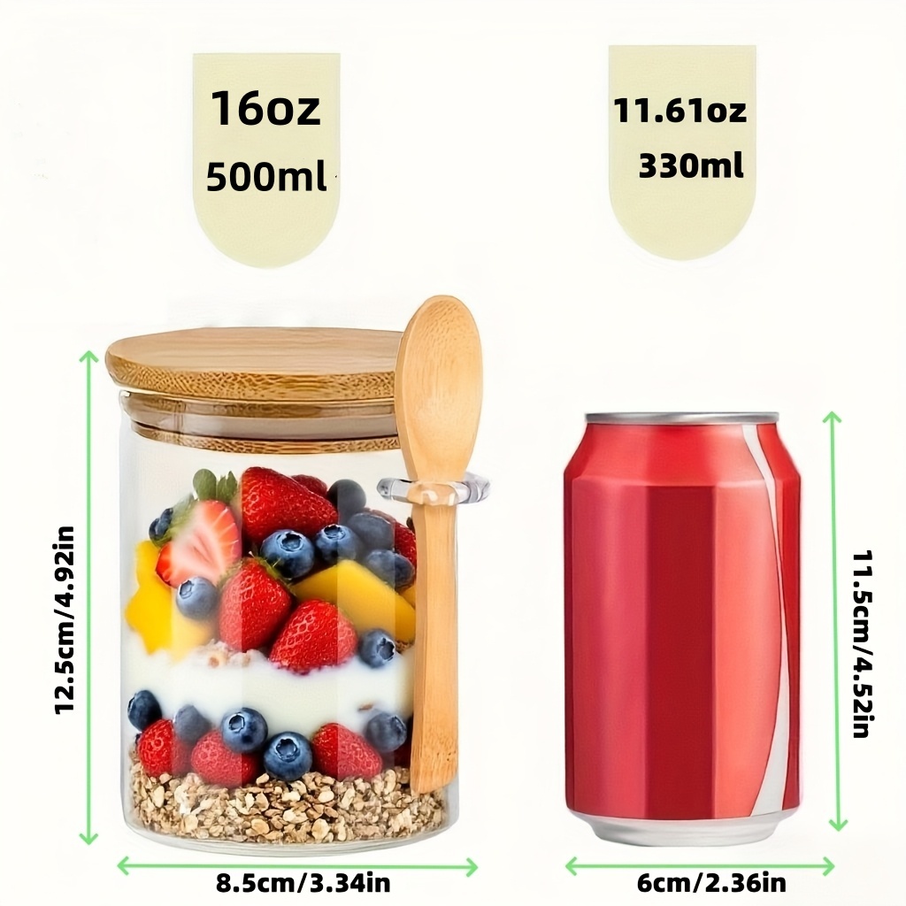 1/2/4/8Pcs Oatmeal Glass Cup S - Meal Prep Oatmeal Jars 评论和价格
