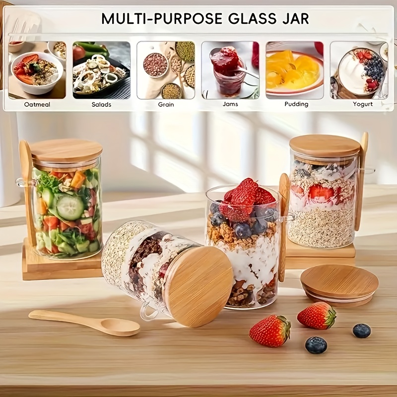 1/2/4/8Pcs Oatmeal Glass Cup S - Meal Prep Oatmeal Jars 评论和价格