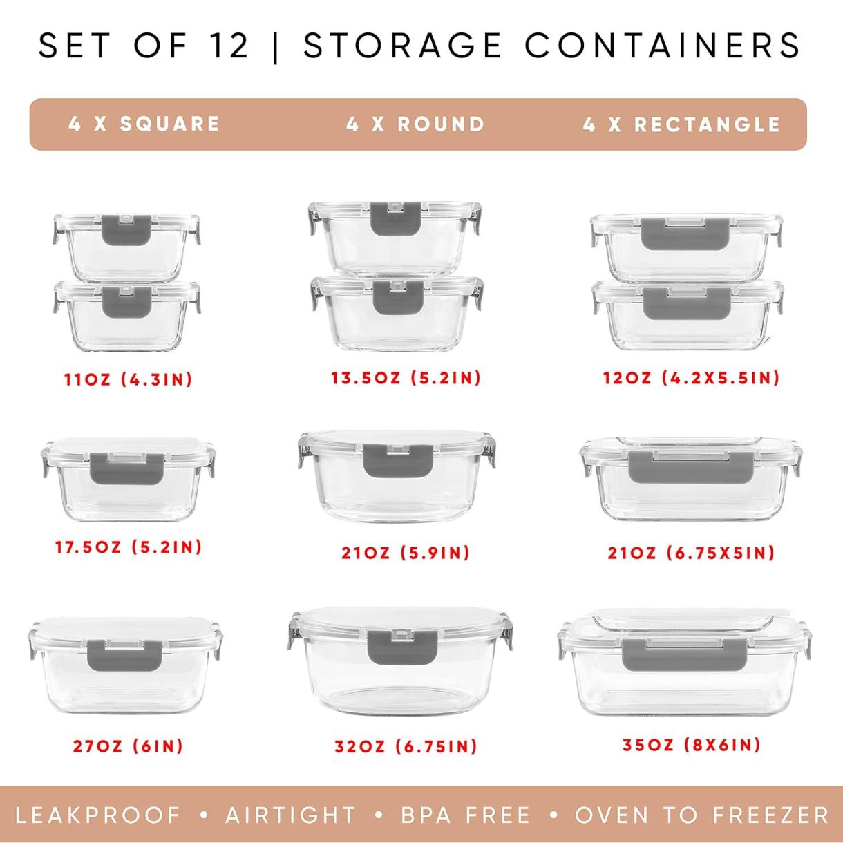 24pc Borosilicate Glass Storag - Meal Prep Kit 评论和价格
