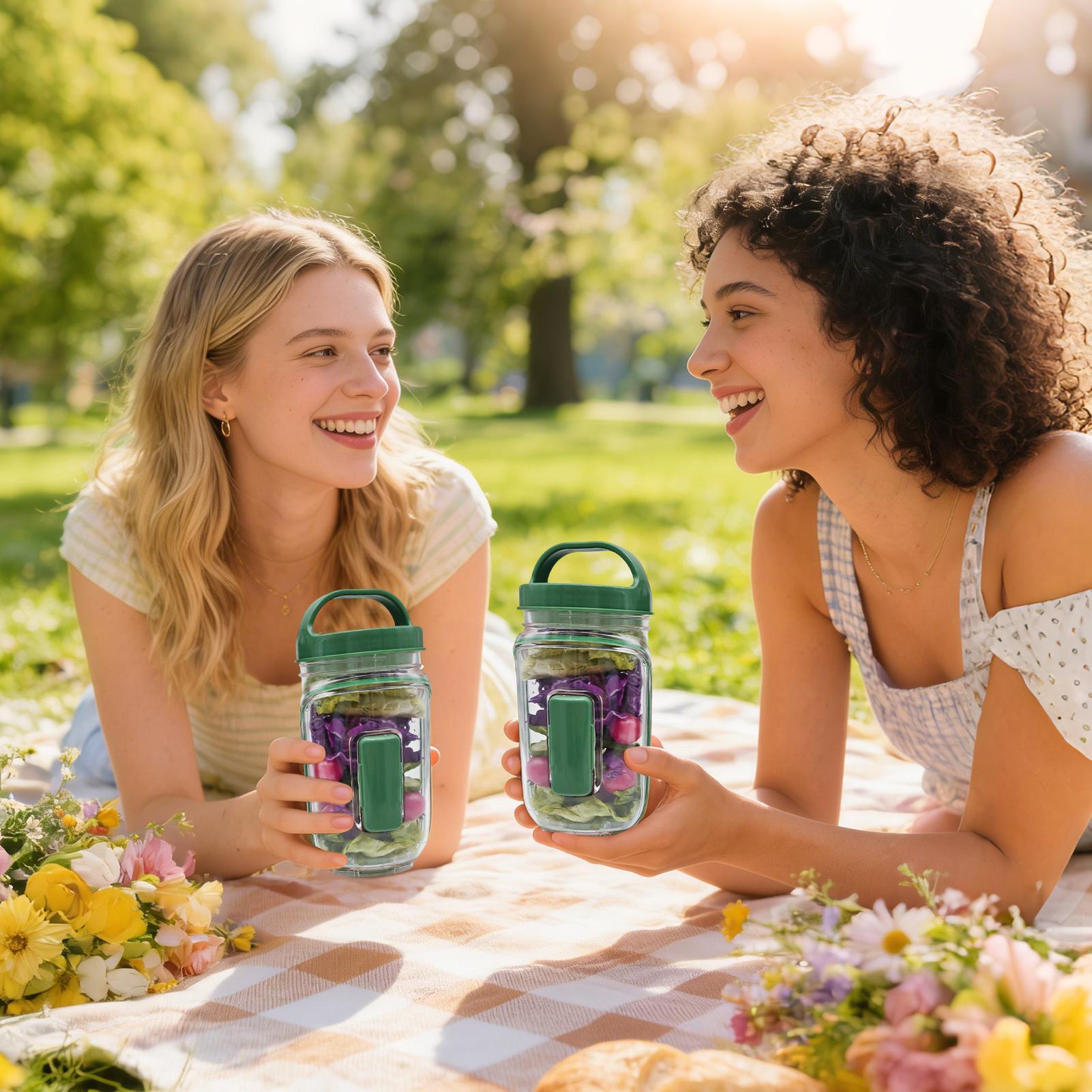 Salad Jar with a dressing cup  - Meal Prep Gym 评论和价格