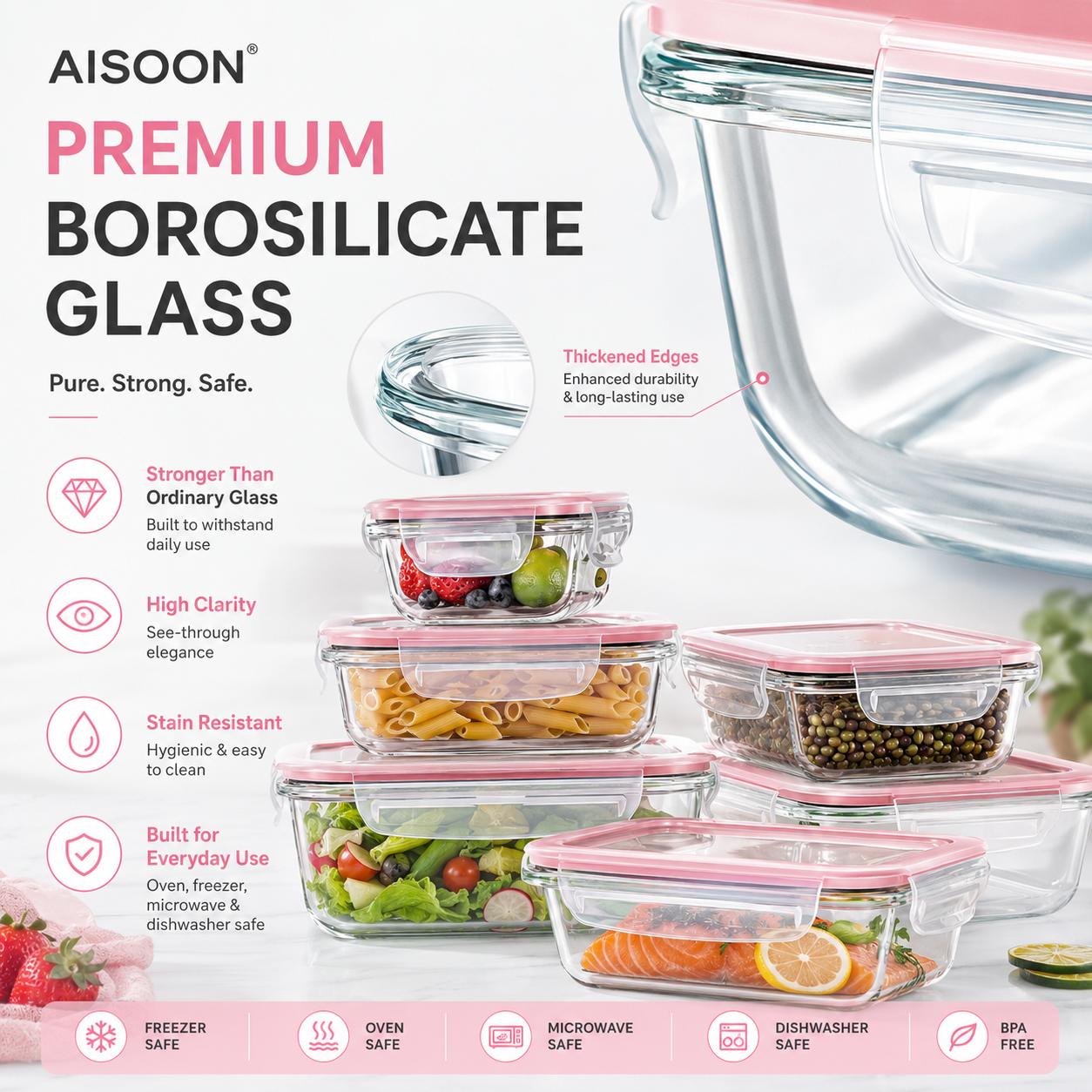 8/12Pcs Stackable Borosilicate - Meal Prep Kit 评论和价格