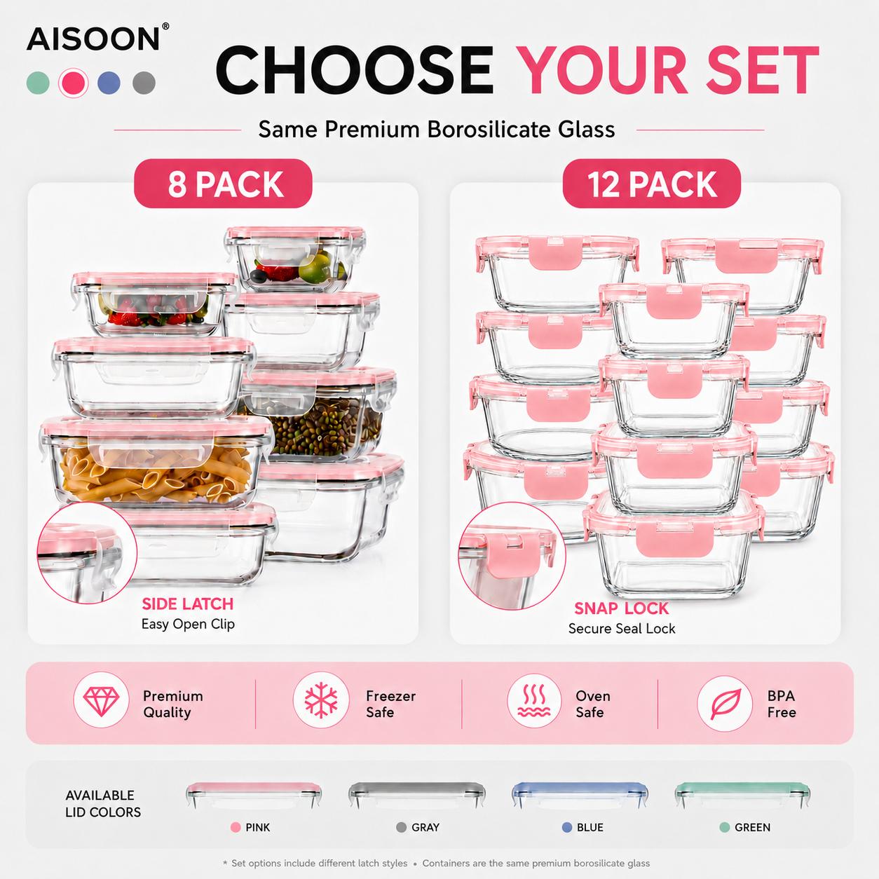 8/12Pcs Stackable Borosilicate - Meal Prep Kit 评论和价格